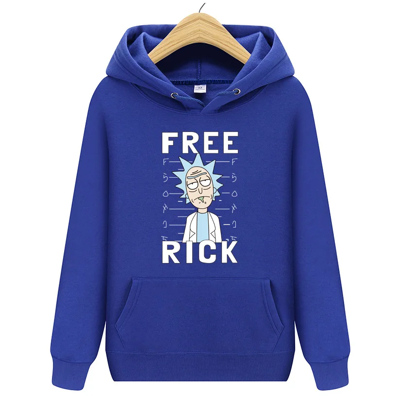 Autumn Plus Velvet New Design Rick And Morty Cotton Hoodies Funny Print Fashion Hoodie Man Rick And Morty Casual Hoody - Цвет: Sapphire