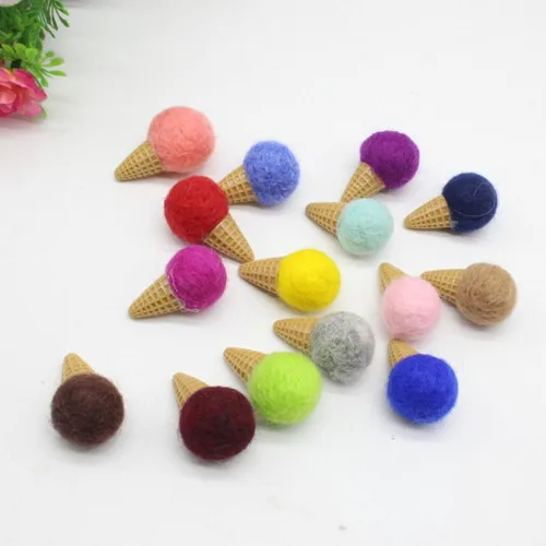 wool felt poke handmade work Japan cat panda icecream deer DIY wool ball jewelry hair accessories doll 3