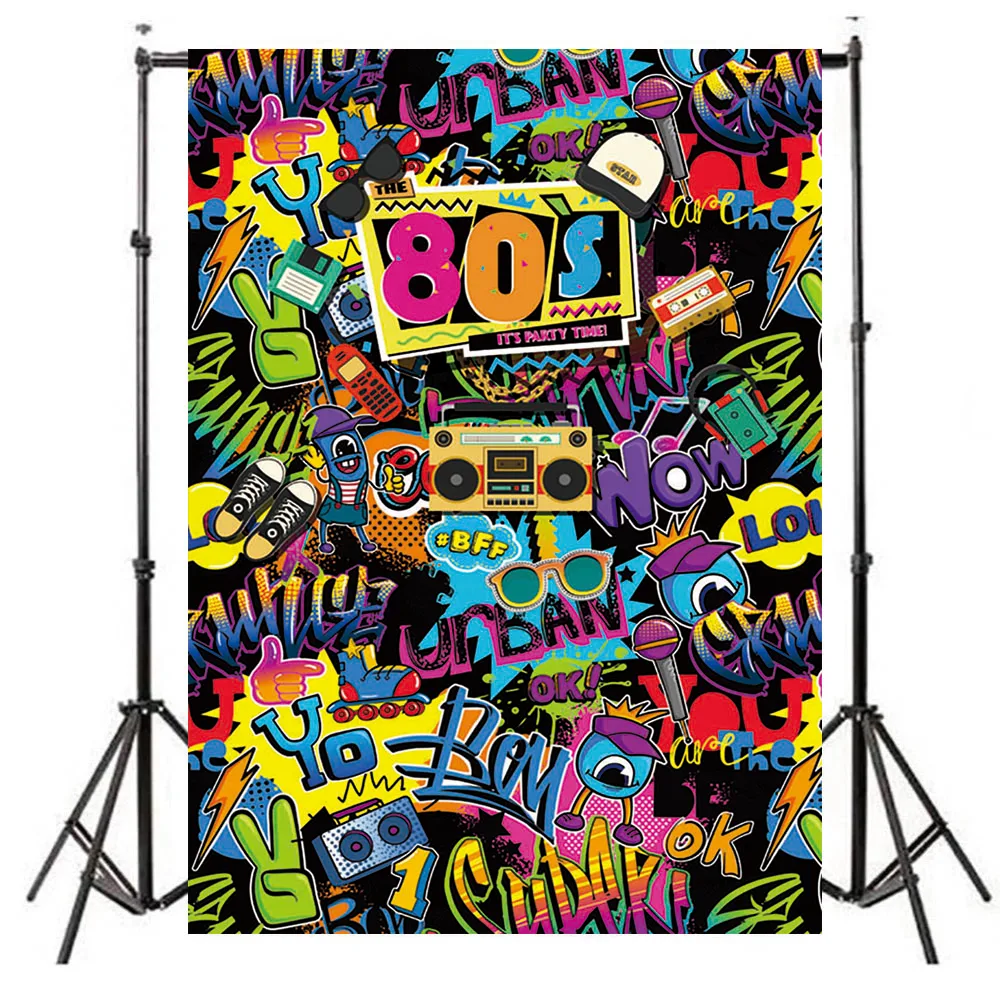 Neoback 80s 90s Theme Backdrop Graffiti Wall Hip Hop Birthday