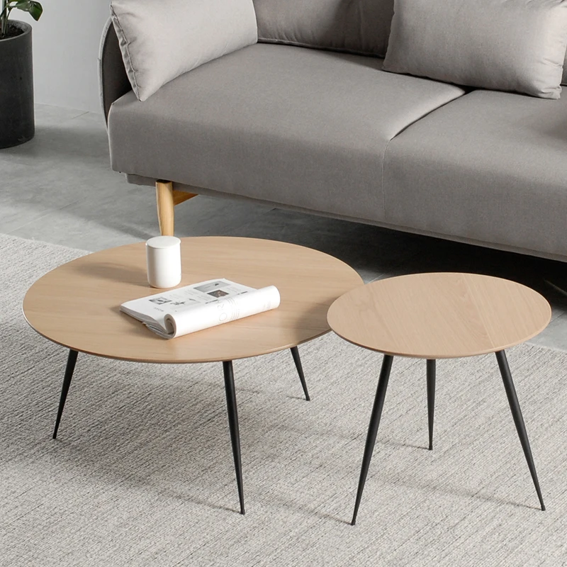 Nordic wrought iron coffee table modern minimalist creative small apartment living room sofa side simple wood tea table