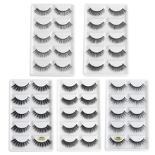 Ручной работы 5 пар 3D натуральные норковые волосы Накладные ресницы 12 стилей толстые длинные висячие пушистые поддельные 3D ресницы сценические накладные ресницы