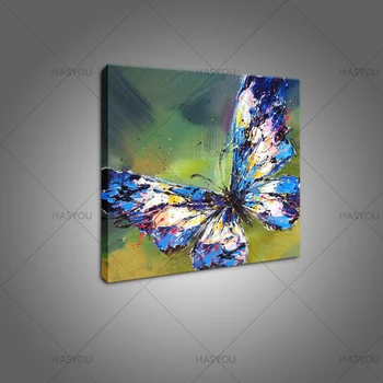 

Handmade Abstract Adorable Blue Butterfly Art Oil Painting On Canvas Animal Paintings For Living Room Decor Modern Art Pictures
