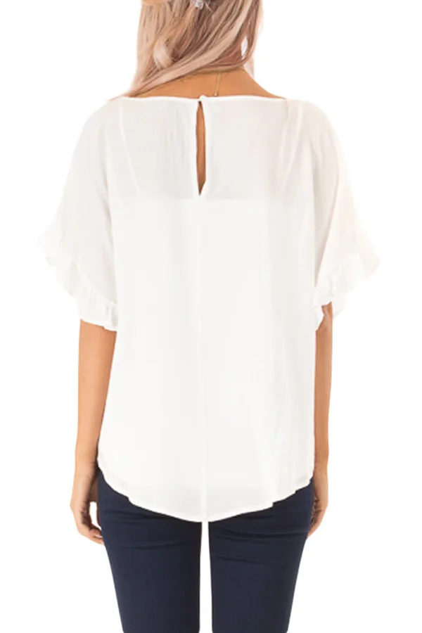 White-Ruffled-Sleeve-Blouse-with-Front-Knot-Detail-LC251838-1-2