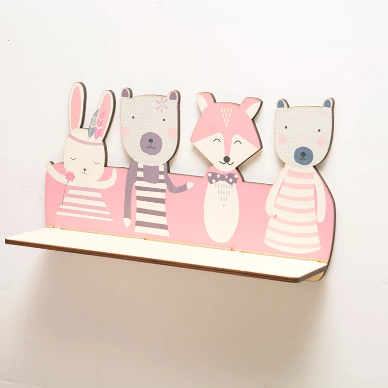 

Wall Mounted Storage Shelf Lovely Small Animals Style Environmental Pinewood Wall Storage Shelf Girls' Dolls & Ornaments Holder