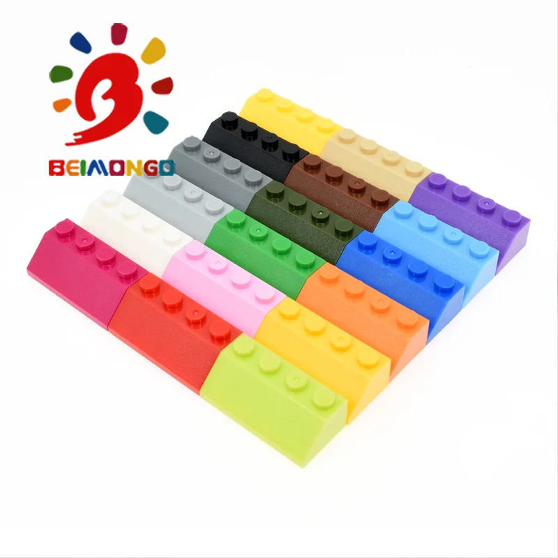 

Free Shipping!BEIMONGO Building Blocks Roof Tile 2x4 Slope Brick 45 100PCS Intelligent DIY Kids' Toys can be compitabled