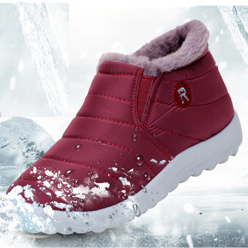 

women Boots Winter warm down snow boots for women ankle Boots waterproof fashion Fur antiskid outdoor flat boots shoes