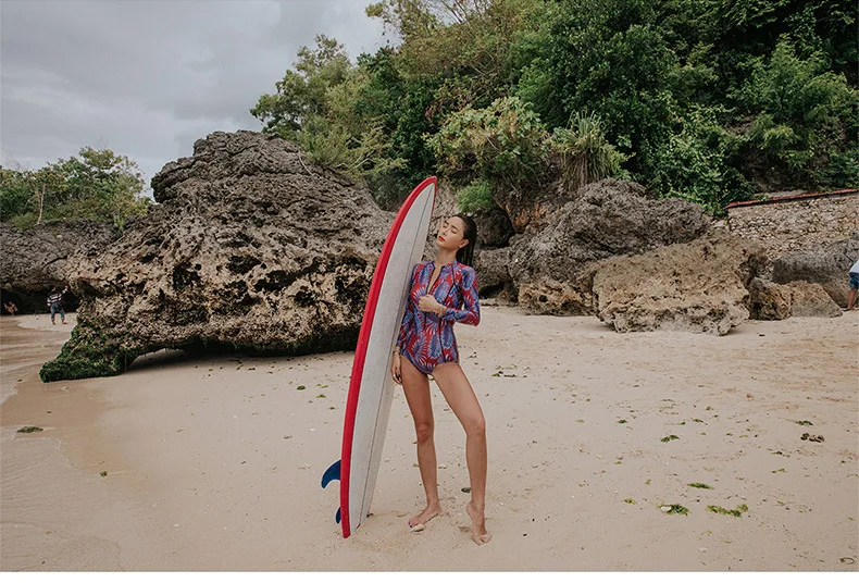 Женский пляжный купальник, большой размер, женские стринги, летние, Корея, принт, длинный рукав, сексуальные, полиэстер, Sierra Surfer