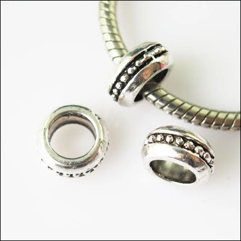 

New 10Pcs Tibetan Silver Round Spacer Beads fit European Charm Bracelets 10mm