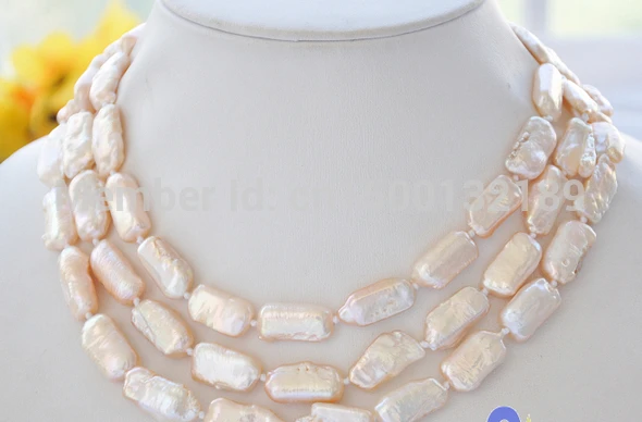 j00391 50" 22mm pink biwa dens Freshwater pearl necklace AAA