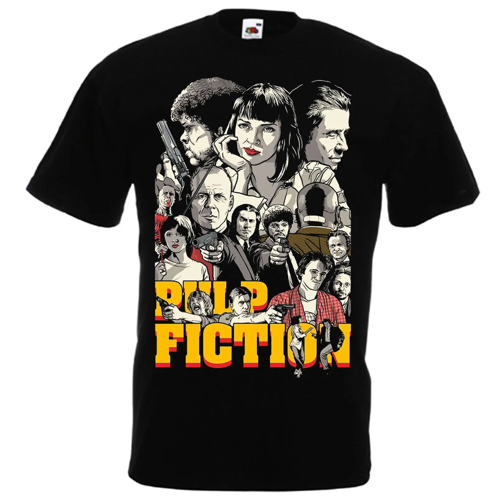 

Pulp Fiction Black T shirt Quentin Tarantino '94 John Travolta Samuel L. Jackson Men Brand Printed 100% Cotton T-shirt