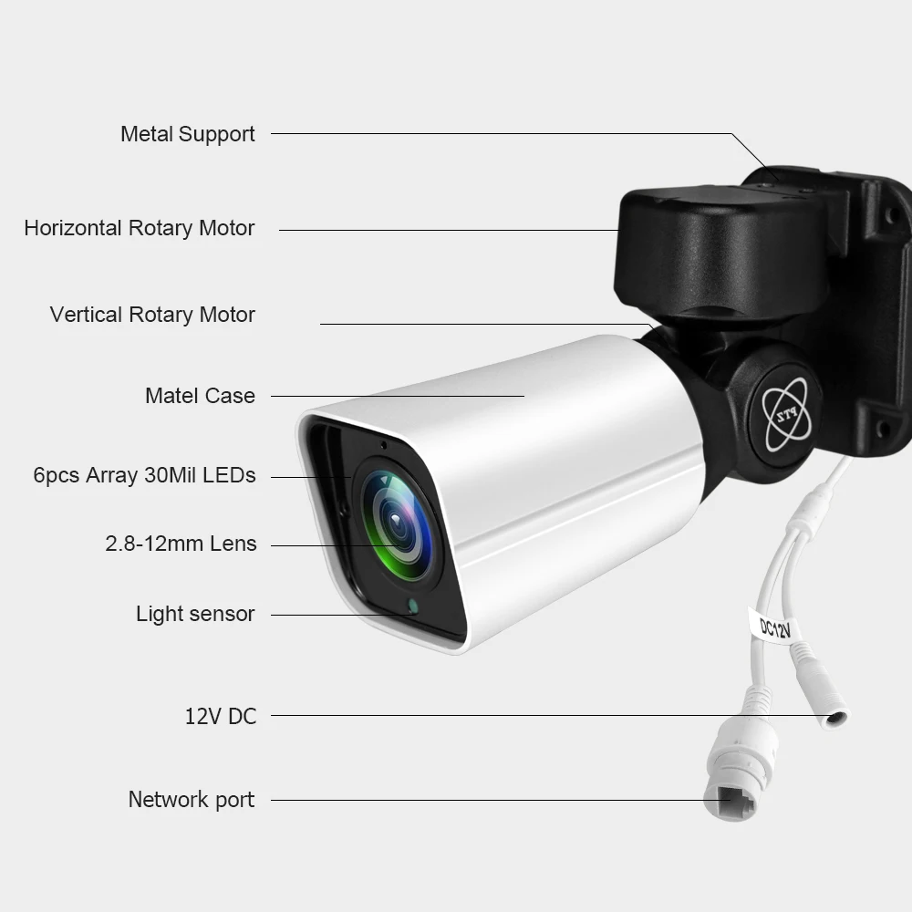 BFMore 4CH H.265 PTZ 5.0MP POE 4X Zoom NVR Kit CCTV система IP камера для наружного видеонаблюдения