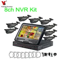 Yobangsecurity 10.1 дюйма Мониторы 8ch 720 P Wi-Fi Беспроводной NVR Регистраторы безопасности с 8x720 P 1.0mp всепогодный Открытый купол Камера
