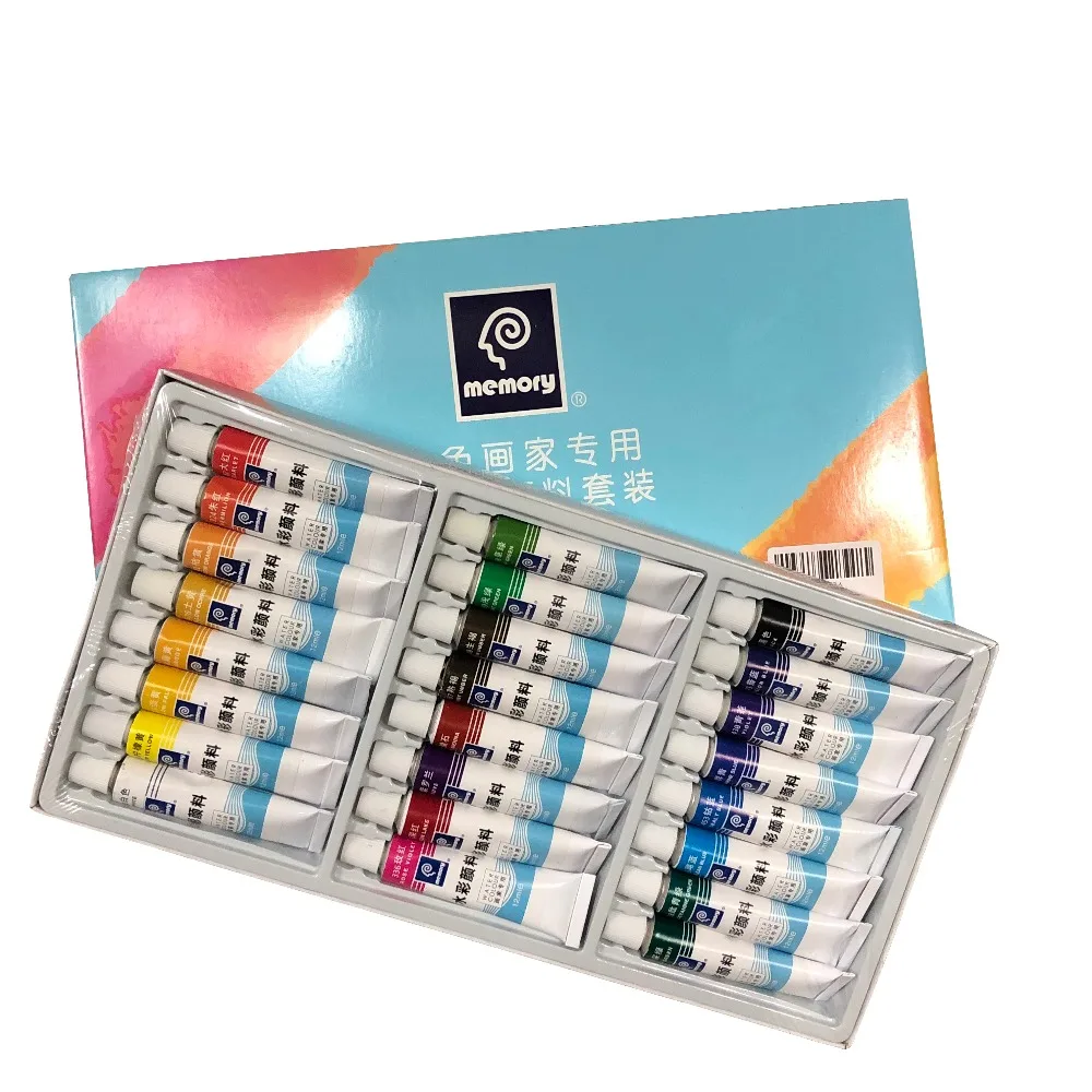 Günstig 24 farben 12ml Kunst Aquarell Farben Set Rohr Professionelle Wasser Farbe Malen für Stoff Zeichnung Künstler pigment kunst liefert