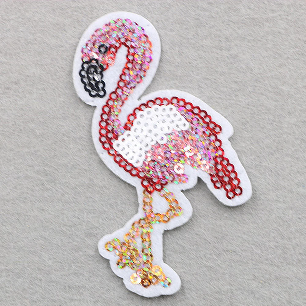 

Fabric Embroidery Appliques Patches DIY Scrapbooking Craft Multicolor Flamingo Sequins 8.4cm(3 2/8") x 4.5cm(1 6/8"), 1 Piece