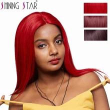 4*4 Кружева Закрытие парики красные прямые волосы Синтетические волосы на кружеве парик 99J бордовый кружево парики из натуральных волос человеческие перуанские пучки Non парики Remy