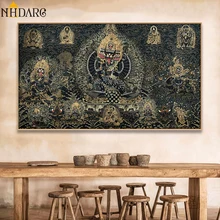 Thangka buda pintura tibetano índia religião chinesa estilo impressão em tela pintura da arte parede imagem para sala de estar decoração casa