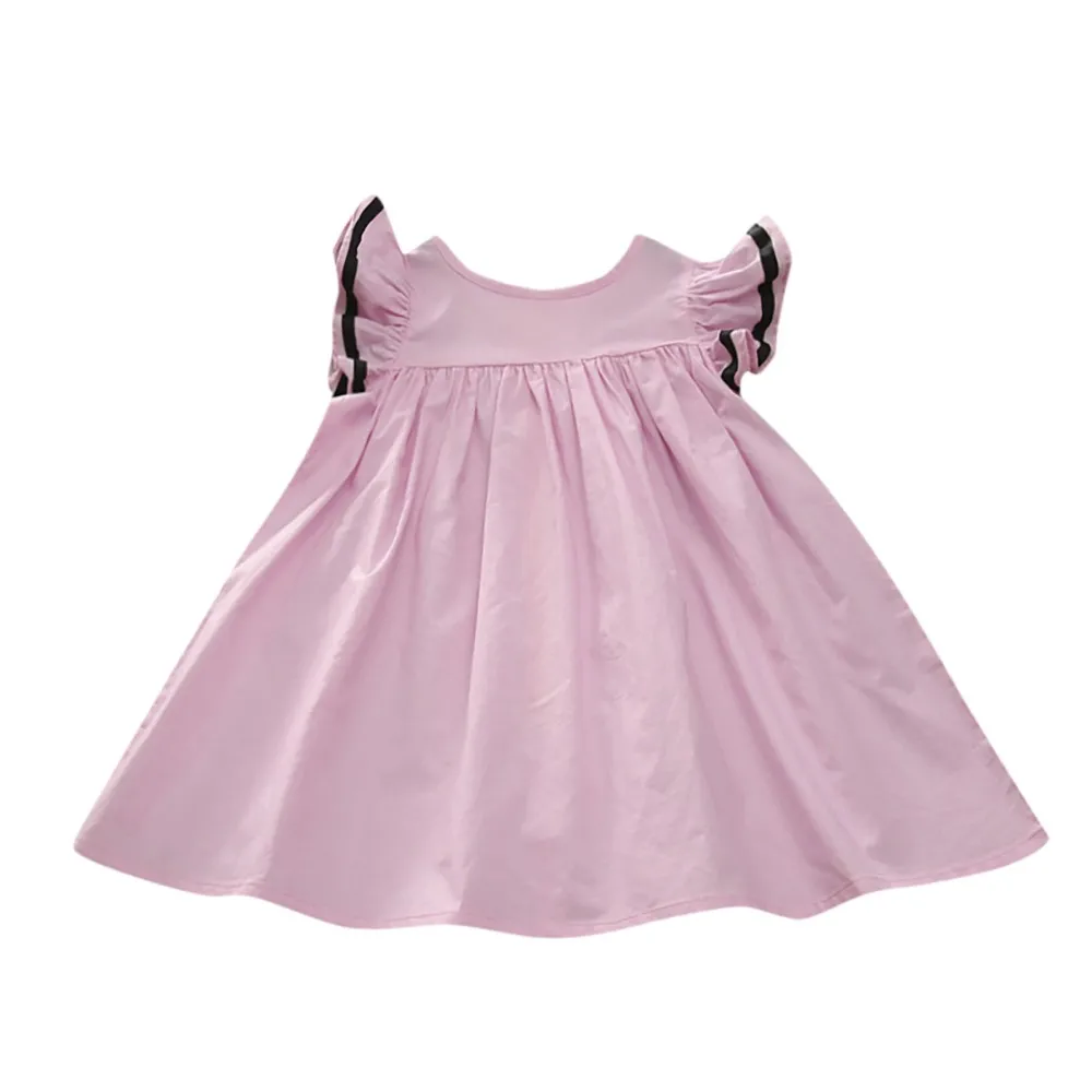 ARLONEET Платье для маленьких девочек летние хлопковые Повседневное одноцветное нарядное платье принцессы Свадебное платье для девочек 0 до 2