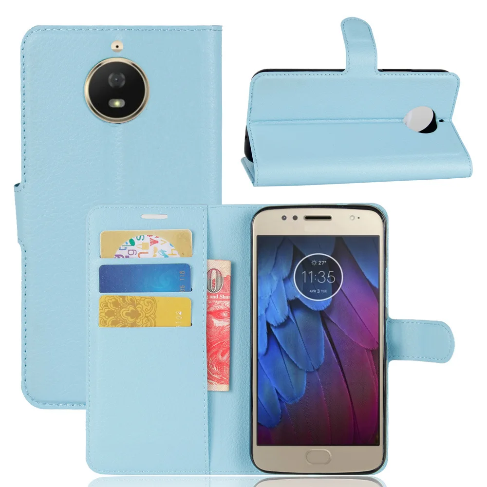 50 шт./лот,, кожаный чехол-кошелек с зернистой текстурой личи и отделениями для карт, чехол для Motorola Moto G5s G5s plus Moto X Play