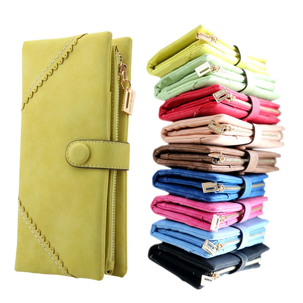 New Fashion Women Leather Wallet Button Clutch Purse Lady Long Handbag