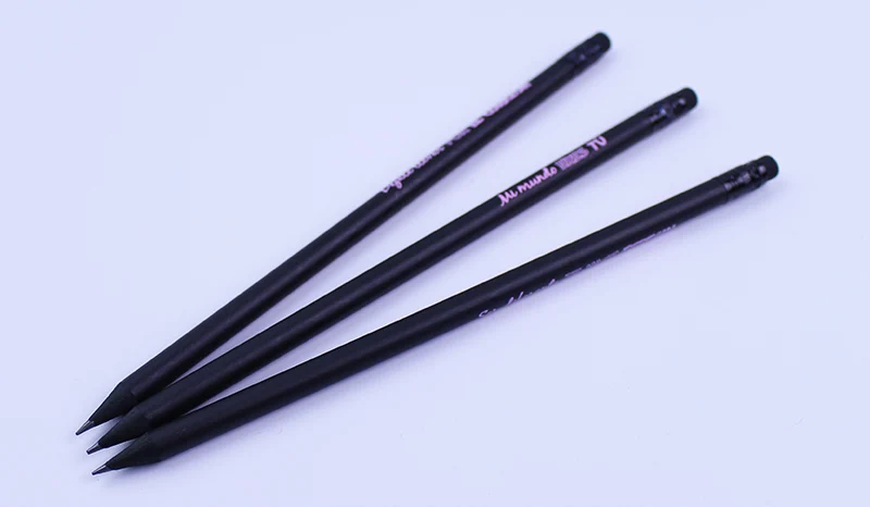Черный Деревянный карандаш с индивидуальным логотипом для рекламных акций