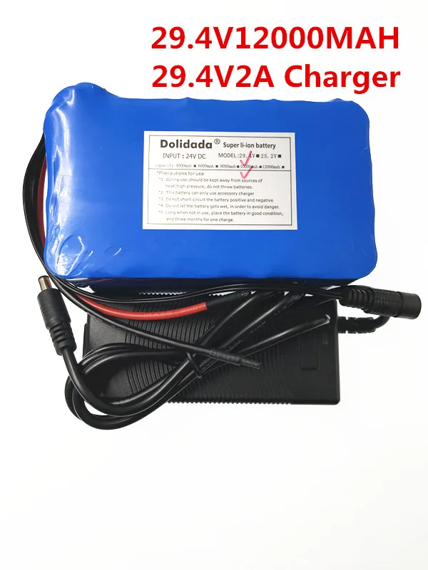 

Dolidada 29.4V 12000 mah 18650 Battery lithium battery 29.4v Electric Bicycle moped /electric/lithium ion battery pack+Charger