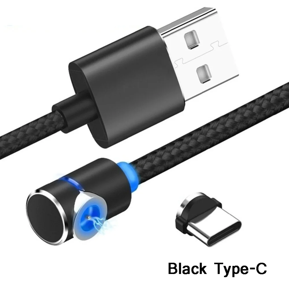 Buyincoins (2 м) 90 градусов Магнитный разъем Micro USB Type C высокоскоростной зарядный кабель