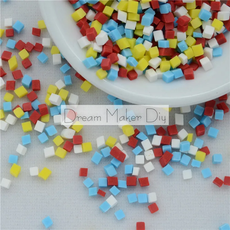 

50g/lot Polymer Hot Clay Fimo Sprinkles cube shape for Crafts Making, DIY confetti