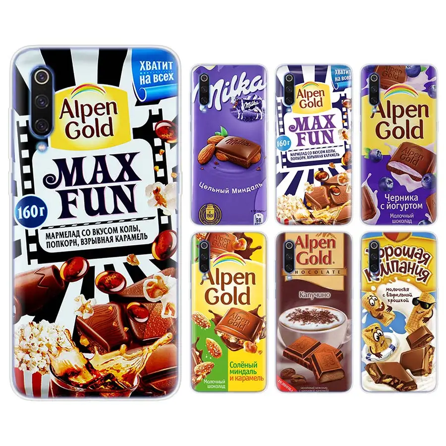 

chocolate food package russian Silicone case for Xiaomi Mi 9 8 A2 Lite Play Mix3 Redmi 6 6A Note 6Pro 7 Pro TPU Soft Phone case