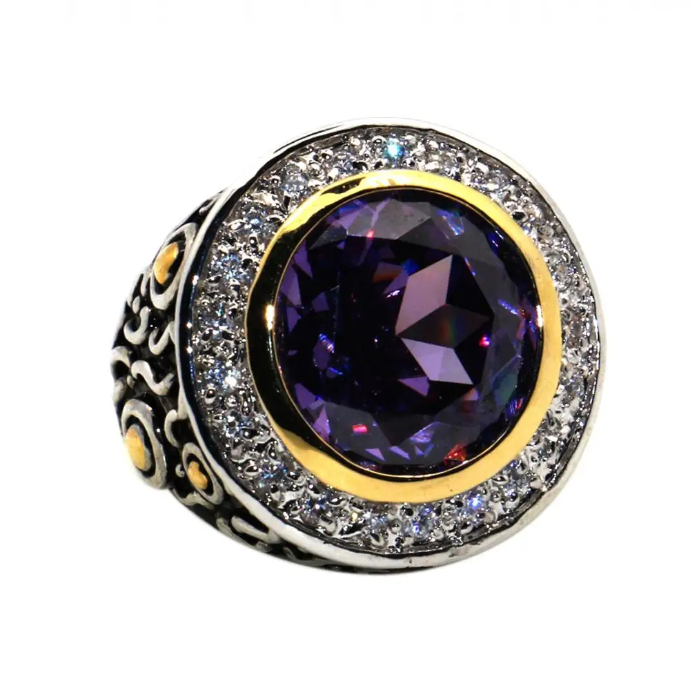 Фиолетовый Кристалл Циркон 925 серебро Одежда высшего качества необычные украшения Обручальное кольцо Размеры 6 7 8 9 10 f1168