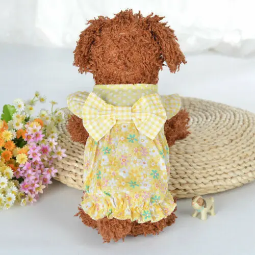 Летняя Мягкая дышащая юбка с цветочным рисунком для милых щенков, платье принцессы