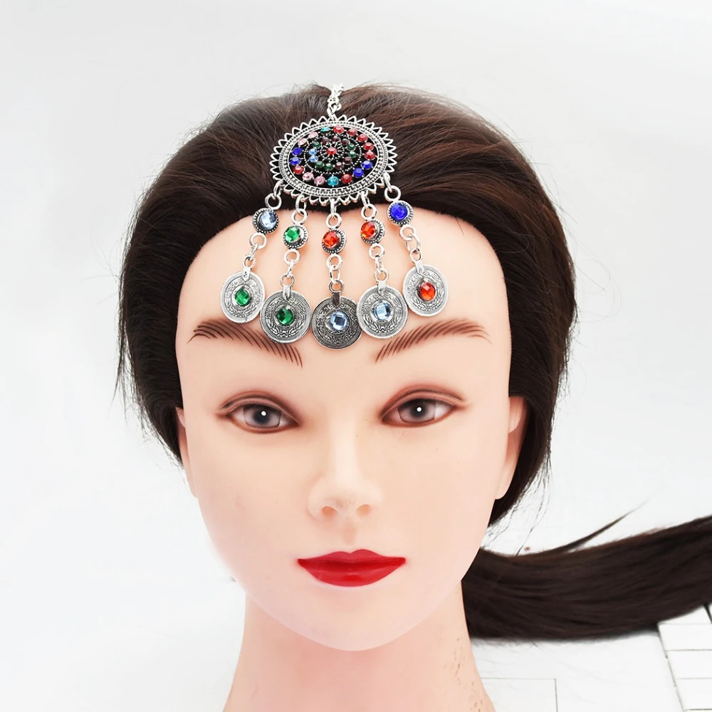 Vintage Coin Chain Indian Ethnic Hair Clip Accessories Forehead Jewelry For Women Tikka Headdress Rhinestone Boho Hairpins|Hair Jewelry| - AliExpress