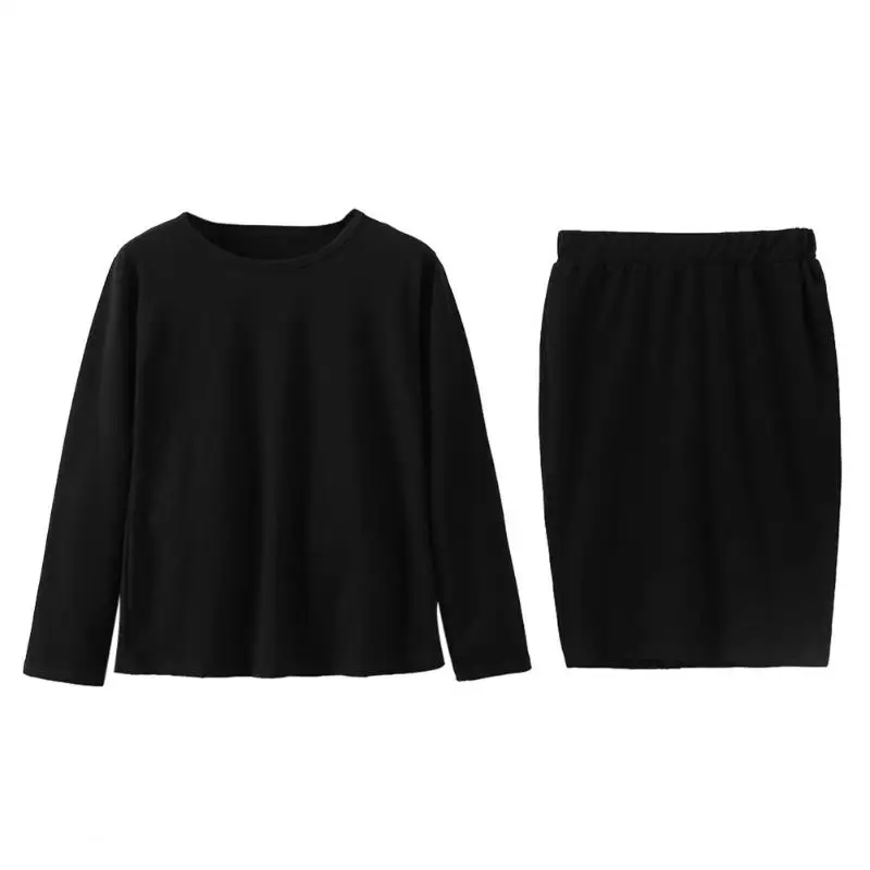 Семейный подходящий набор одежды из 2 предметов осенняя одежда для мамы и дочки Детская футболка с длинными рукавами+ черная юбка хлопковый костюм