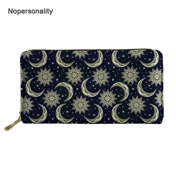 

Nopersonality Trendy Fashion Sun Moon Pattern Leather Wallets for Women Casual Female Ladies Credit Card Holders Clutch Purse