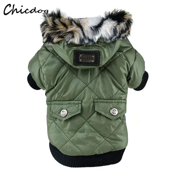 

Winter Dog Clothes Large Puppy Dog Cute Warm Coat For Pet Faux Pockets Fur Trimmed Dog Hoodies Jacket Costume