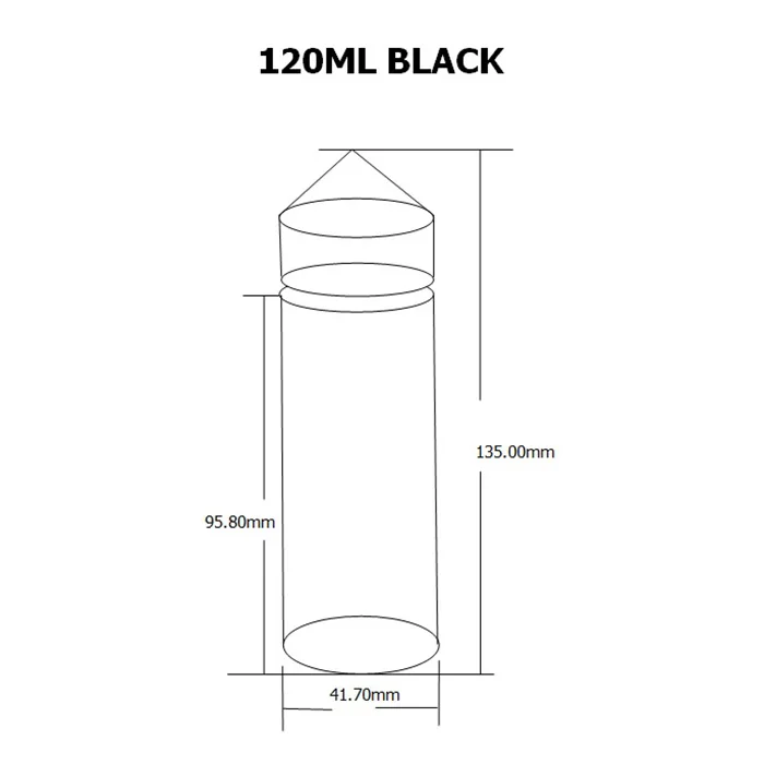 50 шт пустые бутылки для электронных жидкостей 10 мл 15 мл 30 мл 50 мл 60 мл 100 мл 120 мл пластиковый длинный флакон-капельница для жидких жидкостей - Цвет: 120ml Black