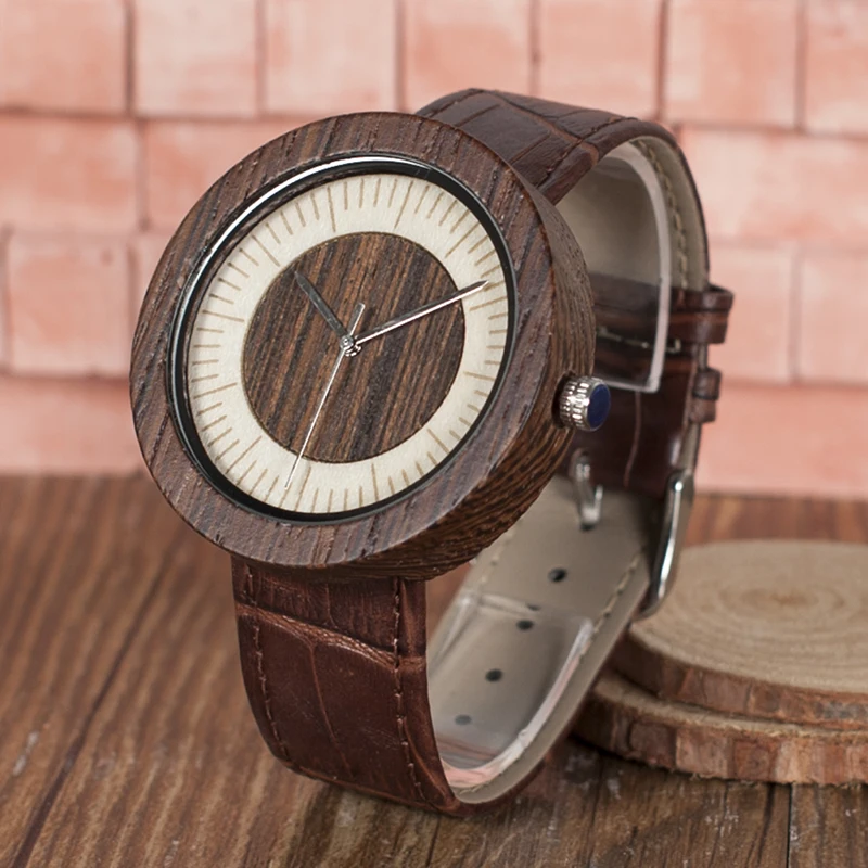 BOBO BIRD Men High Quality Quartz Wrist Men's Natural Wood Watches Simple Casual Design Watches in Gift Bamboo Box custom logo