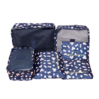 Dark Blue Flower Mihawk 6 шт./компл. Упаковка Куб дорожные сумки Портативный большой Ёмкость Костюмы сортировки Органайзер Чемодан аксессуары домашних животных код - Цвет: Dark Blue Flower