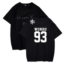 K-POP MONSTA X альбом SHINE FOREVER печатная Футболка Повседневная хлопковая с круглым вырезом с коротким рукавом топы Kpop Harajuku футболка Femme