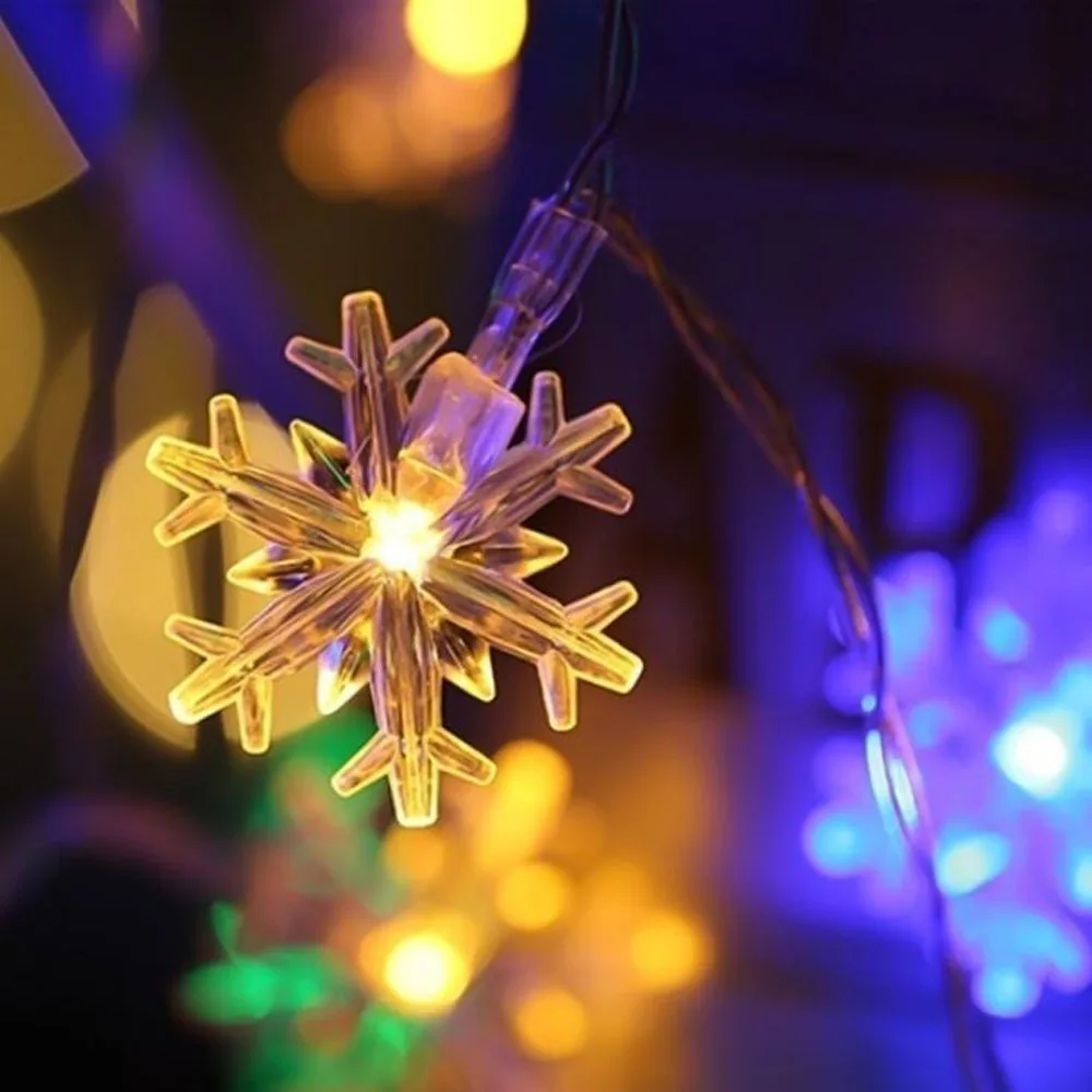Светящийся яркий освещение с дизайном «Снежинка» светодиодный струнный игрушки для рождественской елки 3 м 20 светодиодный/6 м 40 Светодиодный светильник Теплый Белый Струнный Сказочный светильник