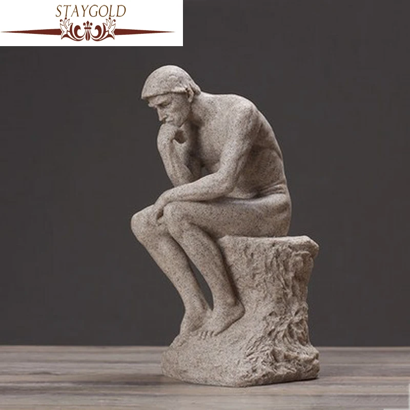 

STAYGOLD Zakka Creative Gift Thinker Sandstone Ornaments Home Decoration Accessories Resin Crafts Estatua Enfeites