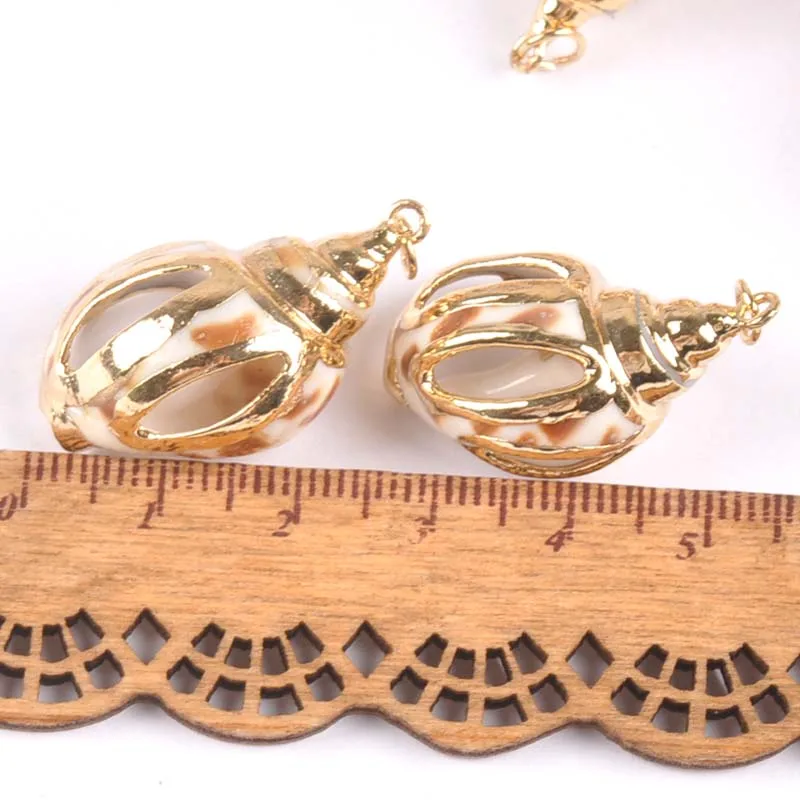 25-33mm-Natural-hollowed-out-Spiral-Shell-Gold-Plated-for-DIY-handmade-pendant-SeaShells-Home-decoration