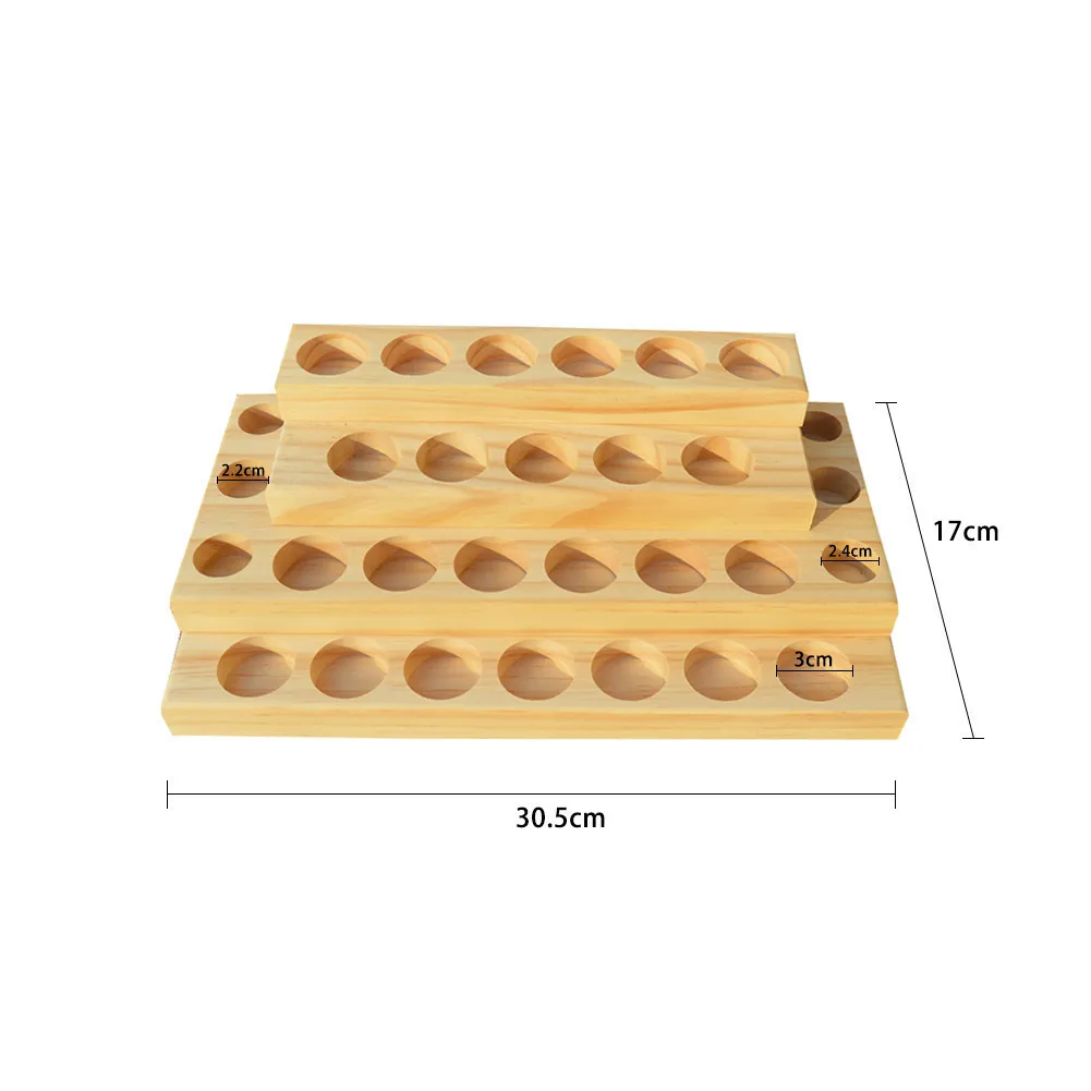 5-15 мл бутылки ручной работы из натуральной древесины сосны дисплей стойки эфирное масло деревянный лоток 30 отверстий демонстрационная станция