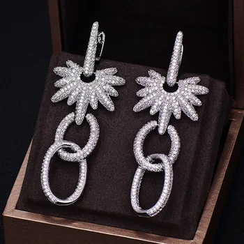 

GODKI Brand New Hot Fashion Popular Luxury Long Dangle Full Cubic Zirconia Pave Wedding Earring For Women