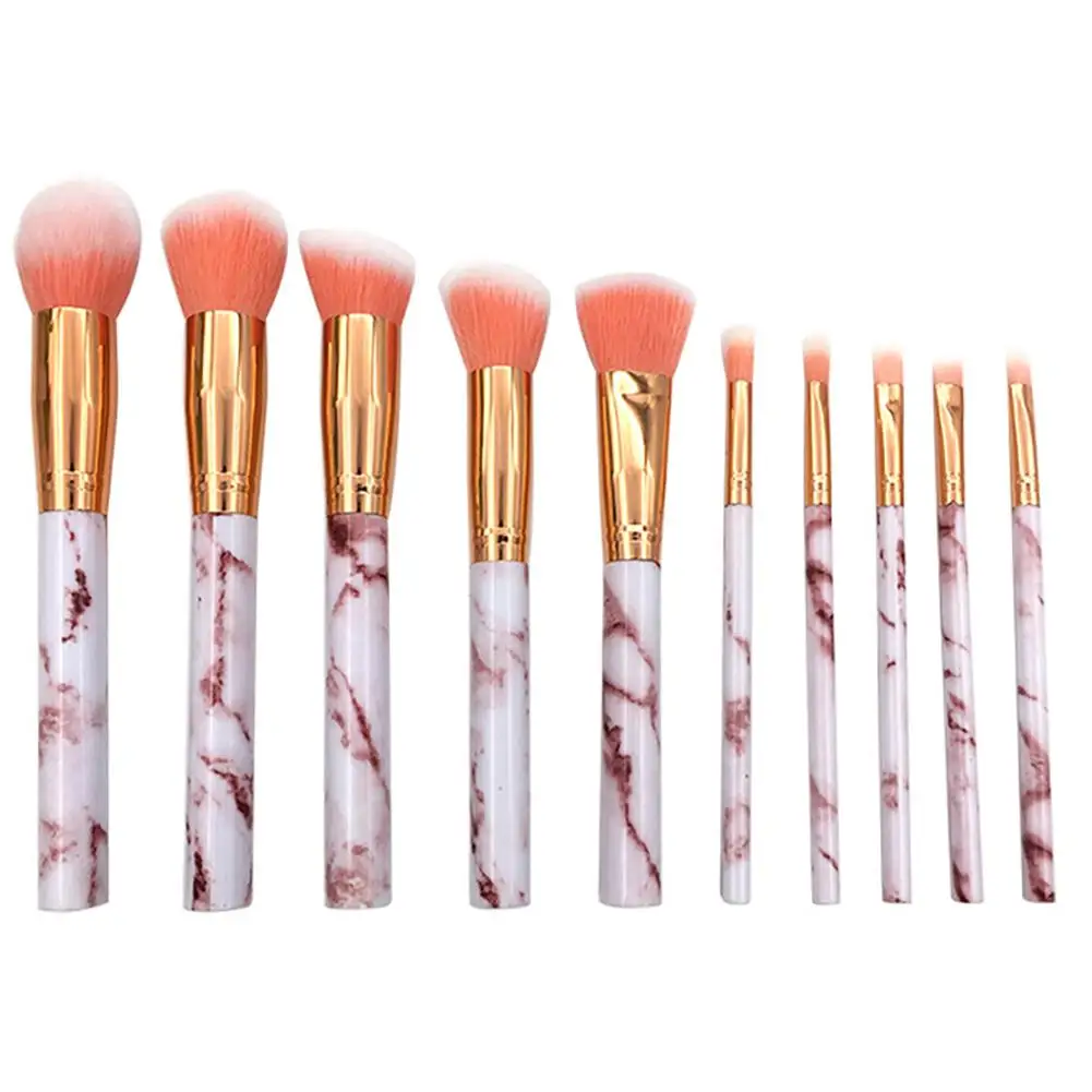 

10Pcs/Set Makeup Brushes Marbled Foundation Brushes Marbling Handle Eyeshadow Lip Highlighter Marble Brush Make up Brushes Kits