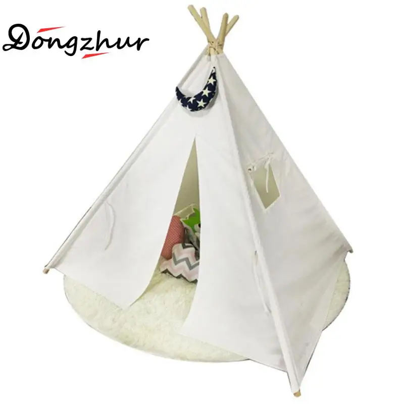 

European And American Style Kids Teepee Tent Cotton Canvas Teepee Children Toy Indian Tent White Play House For Baby Room Tipi