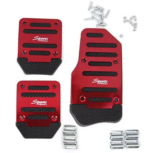 

Dragonpad 3pcs Non-Slip Racing Manual Car Truck Pedals Pad Cover Set Red Car Part Accessories