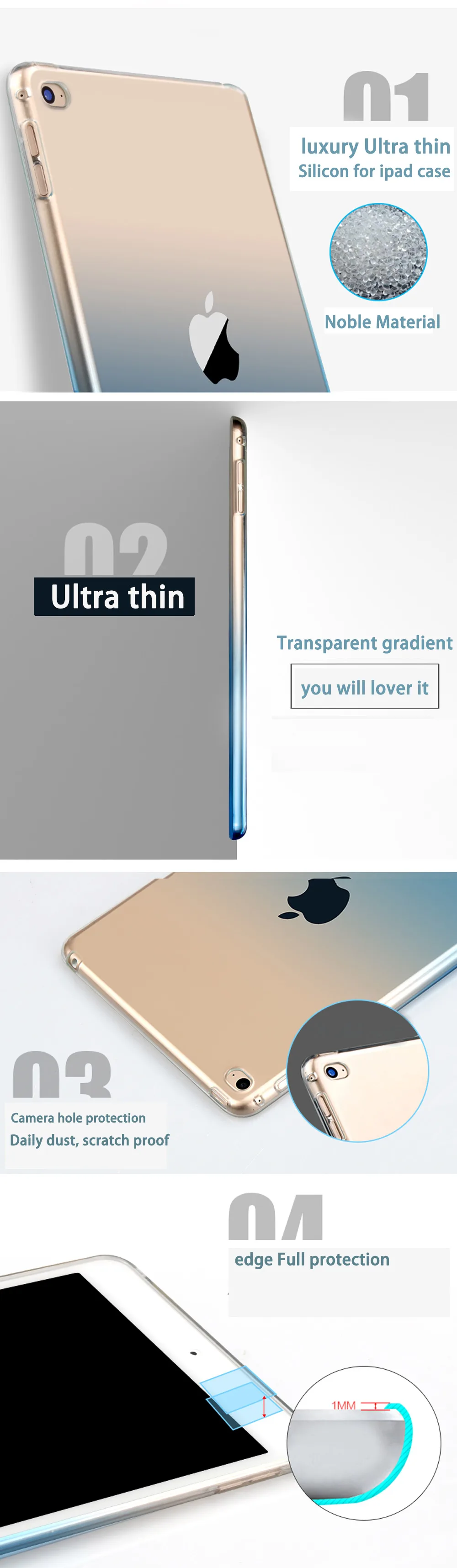 Ultra-thin Tablet Case For iPad 2017 2018 9.7 Case Suger Rainbow Soft TPU A1822 A1893 Cover For iPad 2017 2018 9.7 TPU Cover (2)