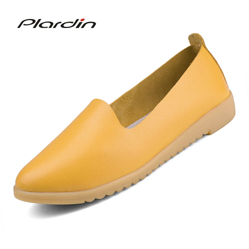 

Plardin New Handmade Leather Women Light shoes Sewing Flats Moccasins Loafers Ballet Flats Women Comfortable Soft Casual Shoes