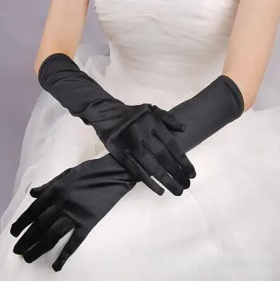 Женские однотонные длинные перчатки женские атласные длинные солнцезащитные перчатки женский длинные сексуальные перчатки R2007 - Цвет: black