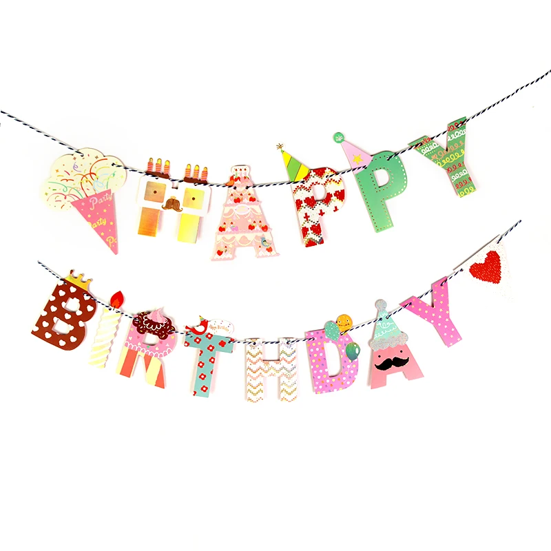 

Girls Boys Ice Cream Crown Party Bunting 1 Banner Flags Per Bunting Length 2m Party Favors Kids Boy Happy Birthday Decoration